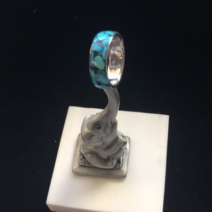 Sterling inlay Turquoise Ring, thumb ring